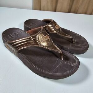FitFlop Sandals Womens Size 10‎ Brown Thong Slip On Comfort Travel Beach Summer